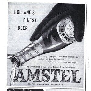 Vintage 1958 Amstel Beer Print Ad Hollands Finest Beer Collectible Retro Adverti